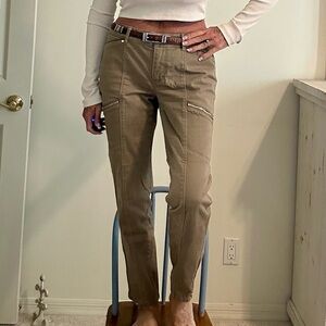 White House Black Market Brown Ankle Jeans Brown Leather Trim 6 Like New